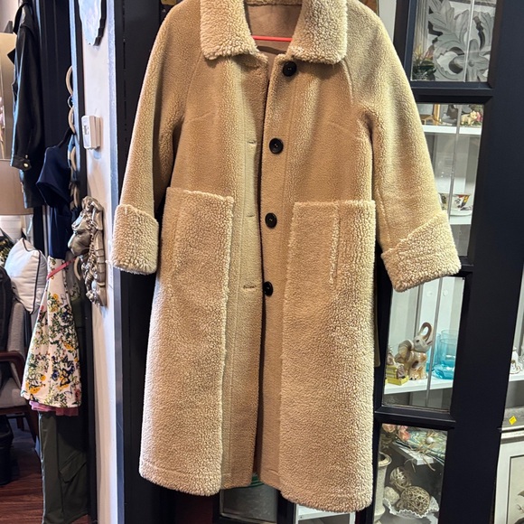 Women's Tan Sherpa Coat - Picture 3 of 5